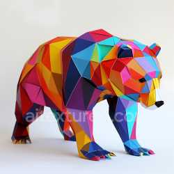 seamless Seamless 3D PBR Texture Featuring Bear Origami Style with Bold Multicolor Polygonal Design texture 8k free download PBR