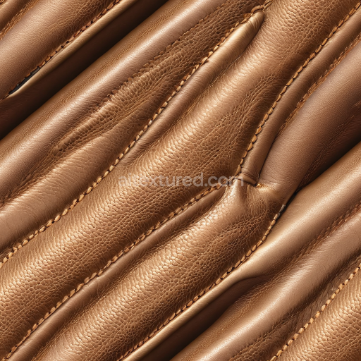 Seamless 3D Quilted Brown Leather PBR Texture with Padded Grain and Stitching