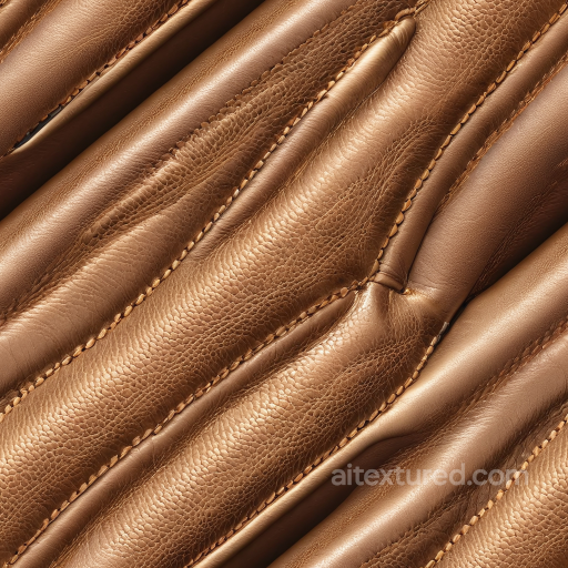 Quilted Brown Leather PBR Texture with Padded Grain and Stitching seamless Leather PBR texture