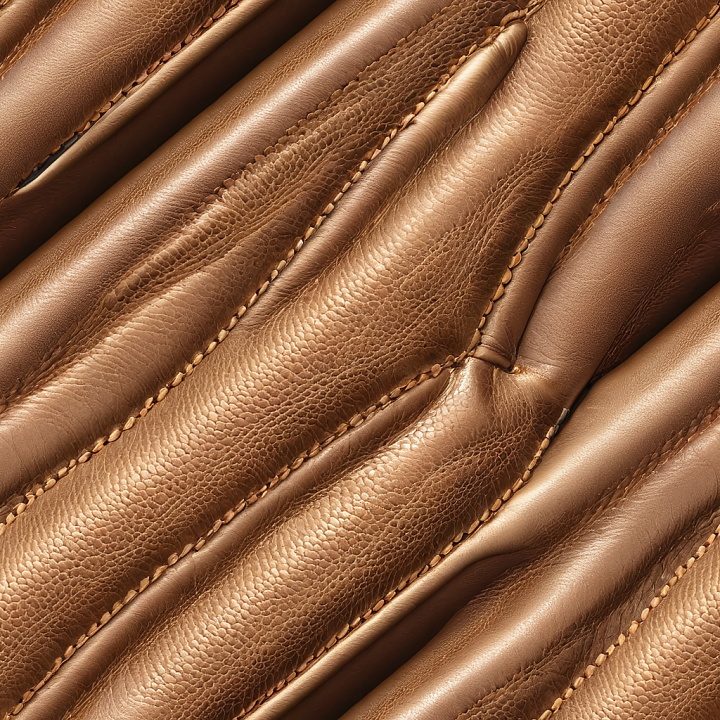Quilted Brown Leather with Padded Grain and Stitching seamless PBR texture preview