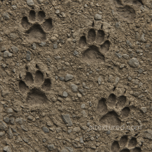 Rocky Ground With Deep Animal Tracks And Footprint Depth seamless Footprints PBR texture