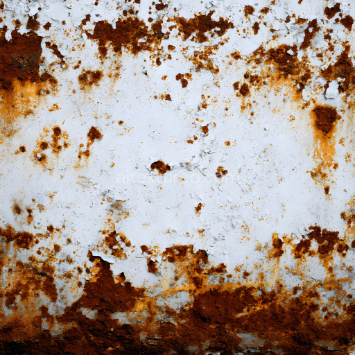 Seamless 3D PBR Rusted Metal Texture Featuring Flaked White Paint and Rich Orange-Brown Corrosion