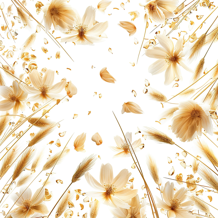 White & Gold Delicate Floral Fabric Pattern seamless PBR texture preview