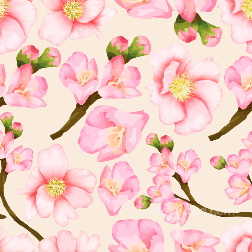 Featuring Watercolor Cherry Blossom Floral Pattern seamless Watercolor Cherry PBR texture