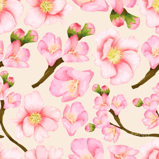 Featuring Watercolor Cherry Blossom Floral Pattern Watercolor Cherry texture preview