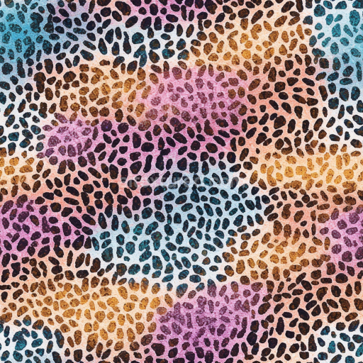 Seamless 3D PBR Texture of Vibrant Multicolor Leopard Print Fabric Pattern