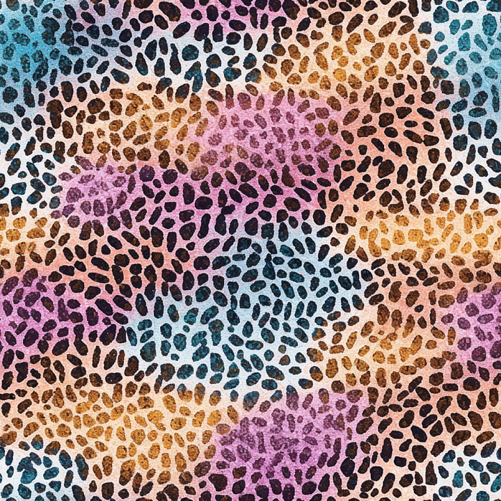 Multicolor Leopard Print Fabric with Bold Organic Pattern seamless PBR texture preview