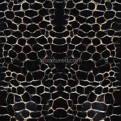Seamless 3D PBR Texture of Black Reptile Scale Skin with High Contrast Detailing