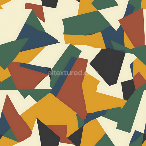 Seamless 3D Stylized Geometric Camouflage PBR Texture with Earthy Tones