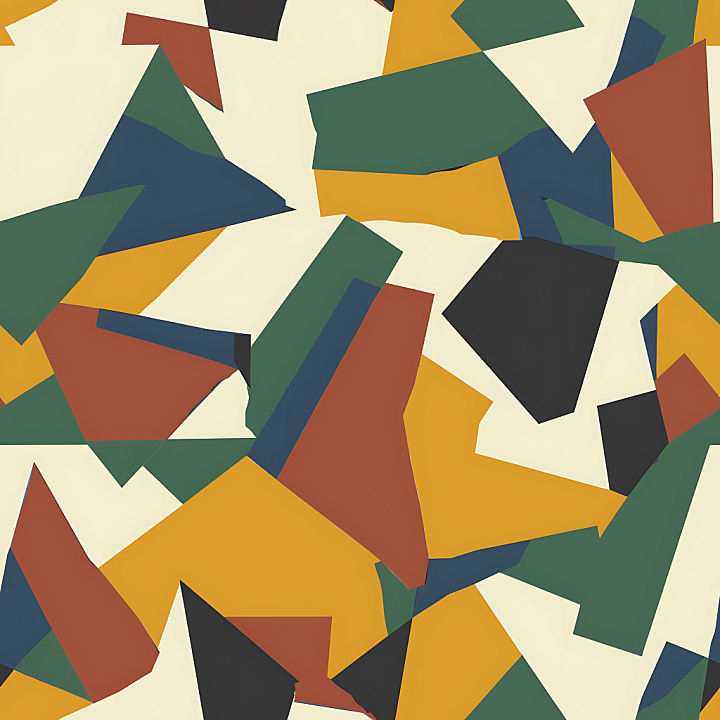 Stylized Geometric Camouflage with Earthy Tones seamless PBR texture preview