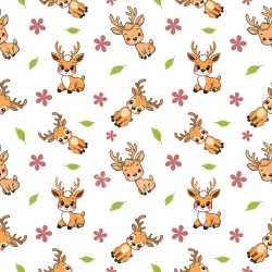 Pattern Bundle - Seamless 3D Pattern PBR Texture Featuring Adorable Deer Characters and Floral Motifs texture preview