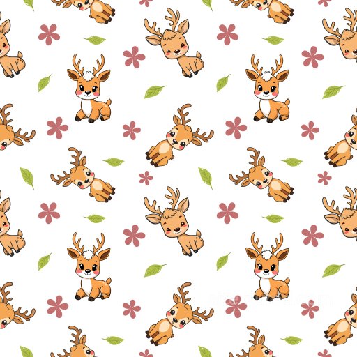 Pattern PBR Texture Featuring Adorable Deer Characters and Floral Motifs seamless Pattern Bundle PBR texture