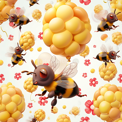 Seamless 3D Inflated PBR Texture Featuring Yellow Clustered Bubbles