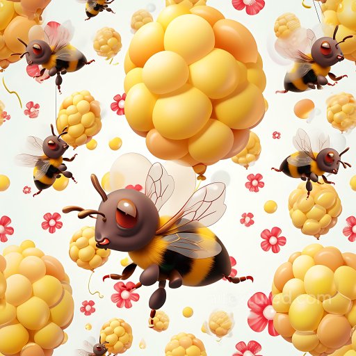 Inflated Honeycomb Plush PBR Texture in Yellow and Orange Tones seamless Inflated PBR texture