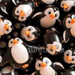 seamless Seamless 3D Inflated PBR Texture Featuring Glossy Penguin-Shaped Vinyl Toys texture 8k free download PBR