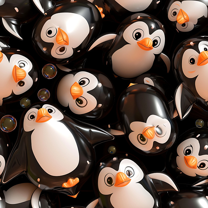 Inflated Featuring Glossy Black and White Vinyl Penguin Toys seamless PBR texture preview