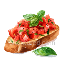 seamless Breakfast Bruschetta with Fresh Tomato and Basil Illustration texture 8k free download PBR