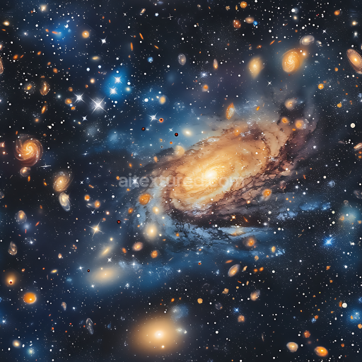Seamless 3D PBR Space Texture Featuring Spiral Galaxy and Star Clusters