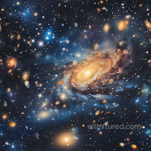 Space Texture Featuring Spiral Galaxy and Star Clusters seamless Star, space, planets PBR texture