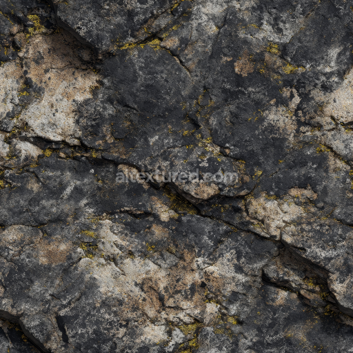 Preview — Seamless 3D PBR Weathered Cliff Rock Texture with Natural Moss and Cracks