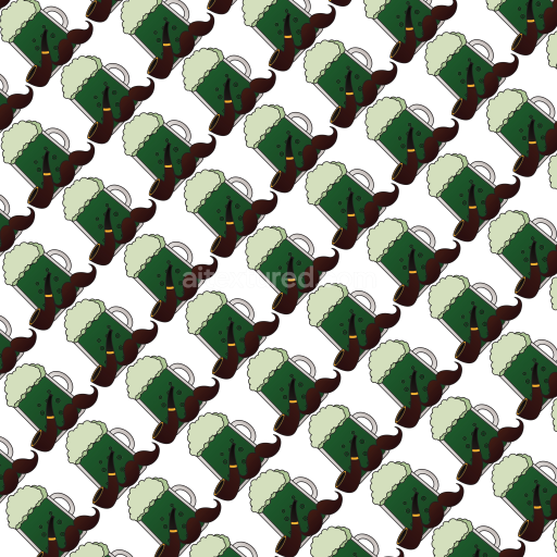 Seamless 3D PBR texture of cartoon green beer mugs with smoking pipes