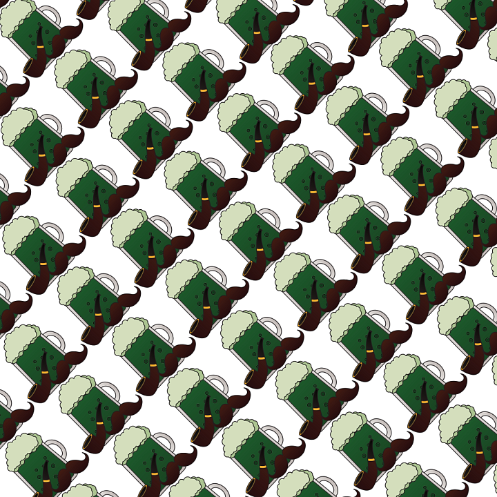 Of St Patrick Themed Beer Mugs And Pipes Pattern seamless PBR texture preview