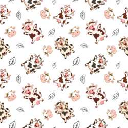 Pattern Bundle - Seamless 3D Pattern PBR Texture Featuring Playful Cartoon Cows and Leaf Motifs texture preview