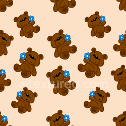 seamless Seamless 3D PBR texture of cute brown teddy bears with blue flowers on beige background texture 8k free download PBR