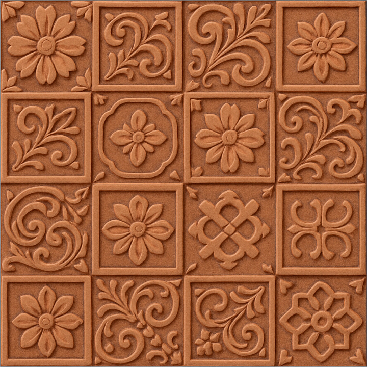 Decorative Terracotta Tile seamless PBR texture preview