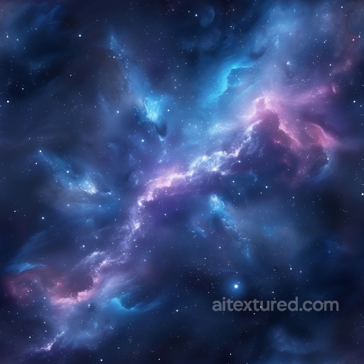 Space PBR Texture Featuring Luminous Nebulae with Blue and Purple Gradients seamless Star, space, planets PBR texture