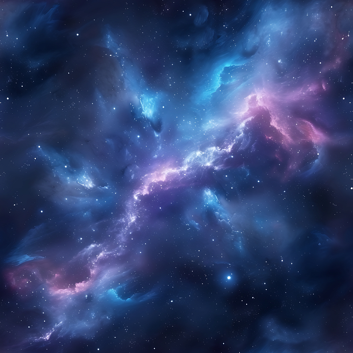 Space Featuring Luminous Nebulae with Blue and Purple Gradients seamless PBR texture preview