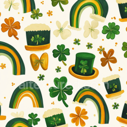 seamless Seamless 3D PBR Texture with St Patrick's Day Rainbows, Hats & Shamrocks texture 8k free download PBR