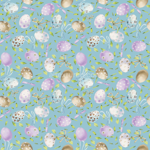 Seamless 3D PBR texture of pastel Easter eggs and leaves paper pattern