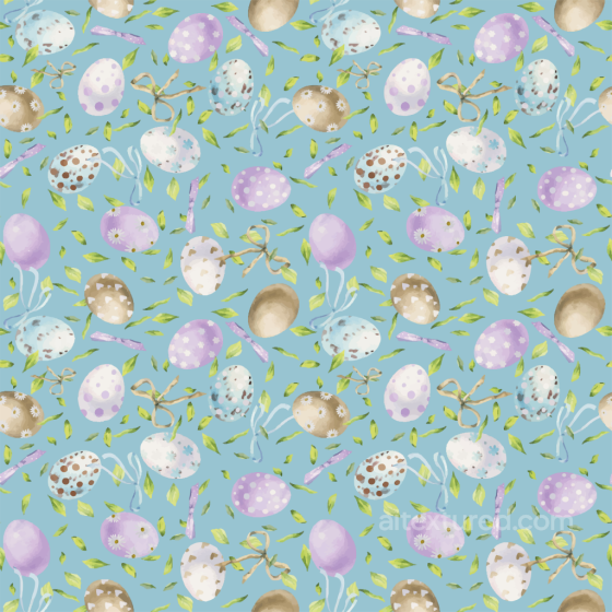 with Pastel Easter Eggs and Leaves Pattern All Christmas Digital paper texture preview