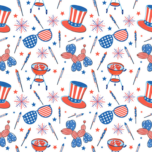 Pattern Bundle - Seamless 3D Fourth of July Festive Pattern PBR Texture with Patriotic Motifs texture preview