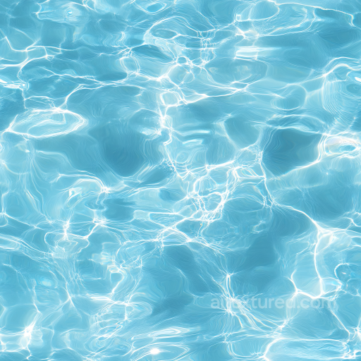 Pool Water PBR Texture Featuring Crystal Clear Blue Ripples and Light Refractions seamless Water PBR texture