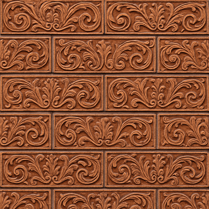 Ornate Clay Brick seamless PBR texture preview