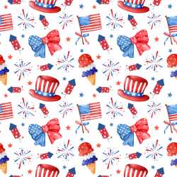 Pattern Bundle - Seamless 3D Pattern PBR Texture with Watercolor Patriotic Motifs and Festive Rhythm texture preview