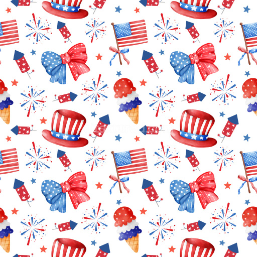 Pattern Bundle - Seamless 3D Pattern PBR Texture with Watercolor Patriotic Motifs and Festive Rhythm texture preview