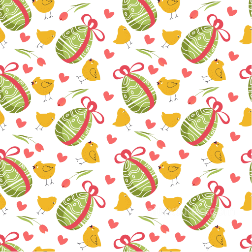 Of Festive Digital Paper Featuring Green Easter Eggs And Yellow Chicks seamless All Christmas Digital paper PBR texture