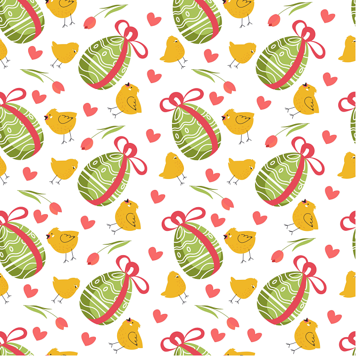 All Christmas Digital paper of Festive Cartoon Easter Eggs and Yellow C… seamless PBR texture preview