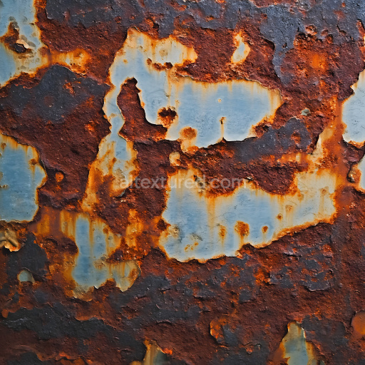 Seamless 3D Rusted Metal PBR Texture Featuring Rich Rust Cracks and Peeling Paint