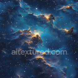 seamless Seamless 3D Space PBR Texture Featuring a Luminous Nebula with Gold-Edged Cosmic Clouds texture 8k free download PBR