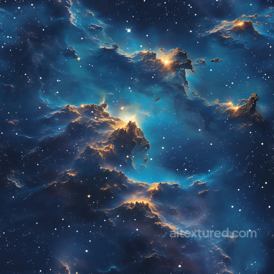 Space PBR Texture Featuring a Luminous Nebula with Gold-Edged Cosmic Clouds Star, space, planets texture preview