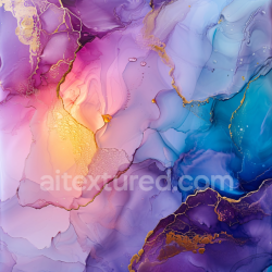 seamless Seamless 3D Alcohol Ink PBR Texture Featuring Violet, Blue, and Gold Organic Waves texture 8k free download PBR