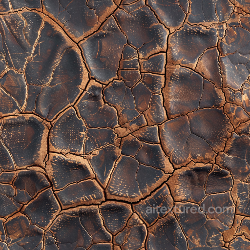 Distressed Cracked Black Leather PBR Texture with Deep Furrows seamless Leather PBR texture
