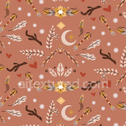 seamless Seamless Boho Style Fabric 3D PBR Texture with Earthy Arrows and Moon Motifs texture 8k free download PBR