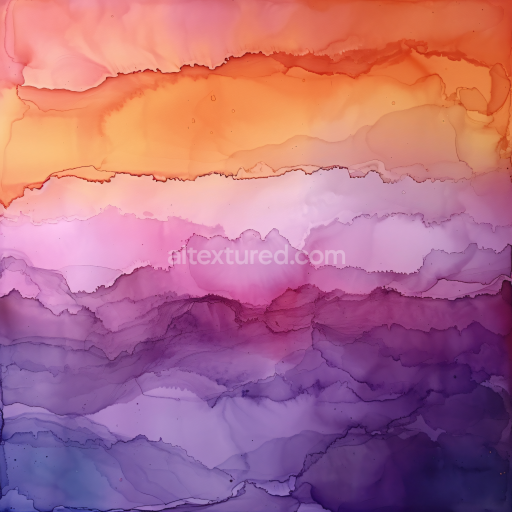 Seamless 3D Alcohol Ink PBR Texture Featuring Warm Orange to Deep Purple Layers