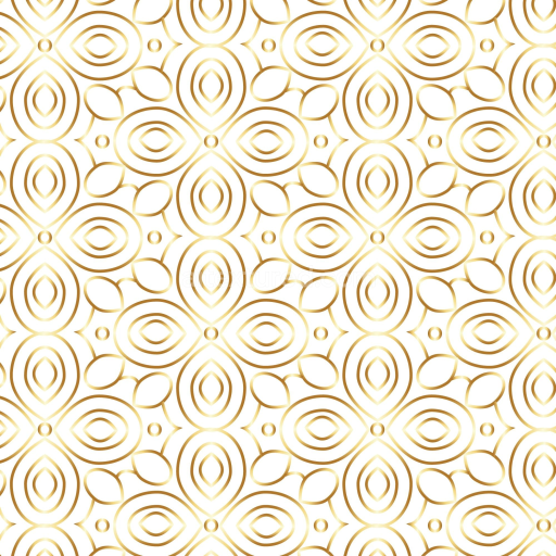 Seamless 3D PBR Texture Featuring White Background with Gold Ornamental Pattern