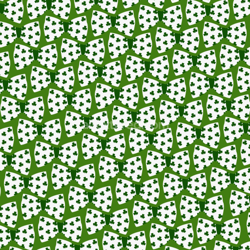 Seamless 3D PBR Texture of St Patrick-Inspired Green and White Pattern with Shamrock Motifs